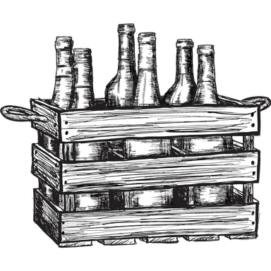 Charcoal sketch of a wine case